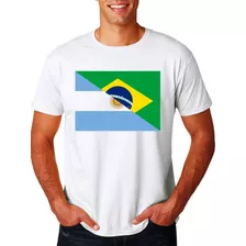 Camiseta Adulto Infantil Bandeira Brasil E Argentina Futebol