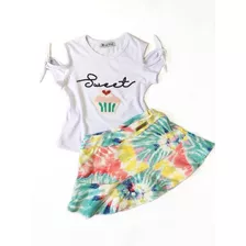 Conjunto Infantil Saia Candy Color