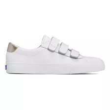 Zapatilla Cuero Keds Mujer Jump Kick V Blanca Velcro