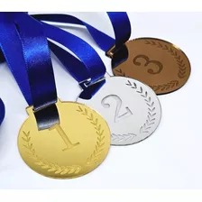 Medalha 1 2 3 Lugar Acrílico Espelhado Honra Mérito Fita 3