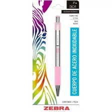 Bolígrafo Retráctil Punto Fino F-301 Zebra Blister 1 Pieza. Color Del Exterior Rosa