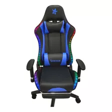 Silla Gamer Pro Rgb Reclinable 180 Reposapies Azul Spacezat