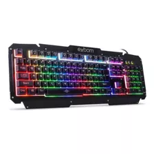 Teclado Gamer Exbom Semimecânico Usb Iluminação Led Bk-g200