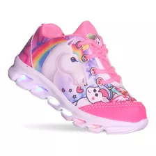 Tenis Led Pisca Infantil Feminino Unicornio Rosa Pink