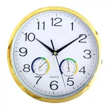 Reloj Redondo Analogico Con Termometro Ambiental S-2490
