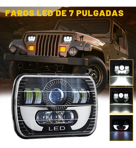 Faro Led Cuadrado 5x7 Drl De Luz Alta/baja Para Nissan Jeep Foto 2