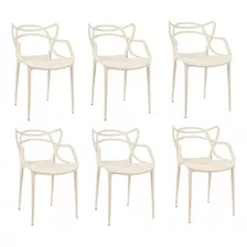Kit 6 Cadeiras Allegra Master Para Sala De Jantar E Jardim Cor Da Estrutura Da Cadeira Bege Cor Do Assento Bege