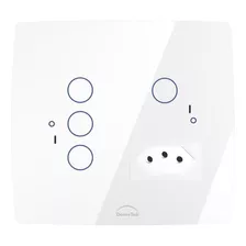 Interruptor Touch 4 Botões Wi-fi + 1 Tomada Dometek Cor Branco 20a