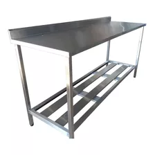 Mesa Inox Industrial Nortinox 190cm X 70cm X 90cm C/ Espelho