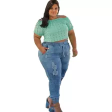 Calça Jeans Jogger Plus Size Feminina Com Lycra Premium