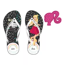 Chinelo Dedo Barbie + Pop It Glam Sandalia Rasteira Infantil