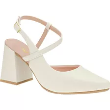 Scarpin Slingback Salto Alto Bloco Moda Confortavel