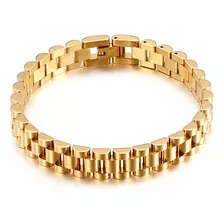 Hombre Brazalete Acero Inoxidable Personalidad Color Gold Bracelet Largo 21 Cm