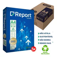 Papel Reciclado A4 75g Report Suzano - 5 Resmas Na Caixa