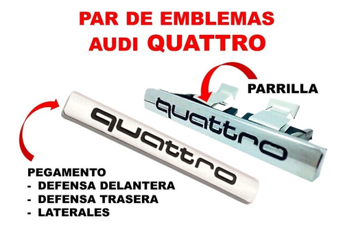 Par De Emblemas Audi Quattro Audi Q7 2006-2023 Crom/negro Foto 2