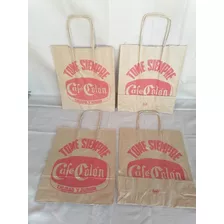 4 Bolsas Antiguas De Tienda Publicidad Café Colón Colección