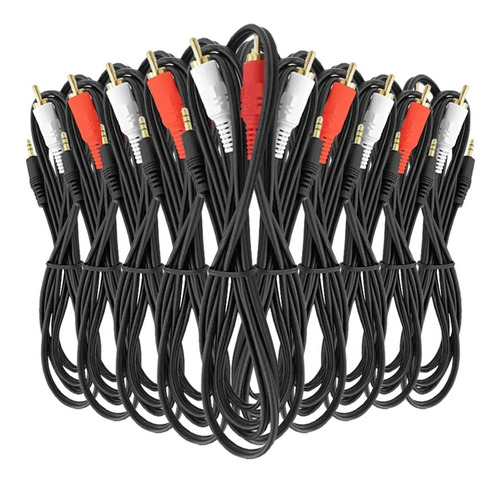 Kit 10 Piezas Cable Auxiliar Rca A Plug 3.5 Estereo 1.8 Mts