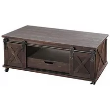 Mesa De Centro De Madera Marrón Oscuro De Dos Puertas ...