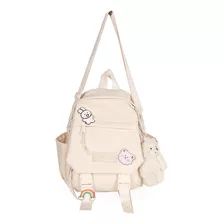 Mini Mochila De Nylon Para Niña Kawaii Con Colgante Color Pú