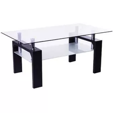 Mesa Ratona De Living Rectangular De Vidrio 100x60cm Color Negro