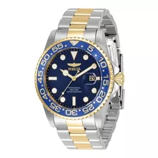 Reloj Pulsera Invicta Pro Diver 33254 De Cuerpo Color Acero Y Dorado, Analógico, Para Hombre, Fondo Azul, Con Correa De Acero Inoxidable Color Acero Y Dorado, Agujas Color Blanco Y Dorado, Dial Blanco