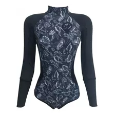 Maiô Lycra Tropical Black Supernáutico C/ Uv50 Forro E Zíper