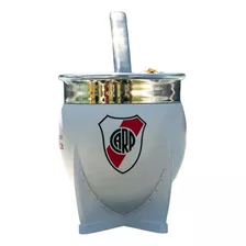 Mate Pampa River Plate + Bombilla + Packaging Exclusivo Color Blanco