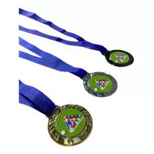 3 Medalhas De Sinuca /bilhar Adesivada Ouro, Prata E Bronze