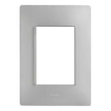 Placa 3 Módulos Plata Con Soporte Color Blanco Simon 26