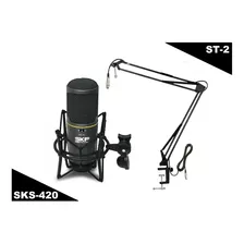 Kit Skp Microfono De Estudio Sks-420+ Soporte St-2+ Cable