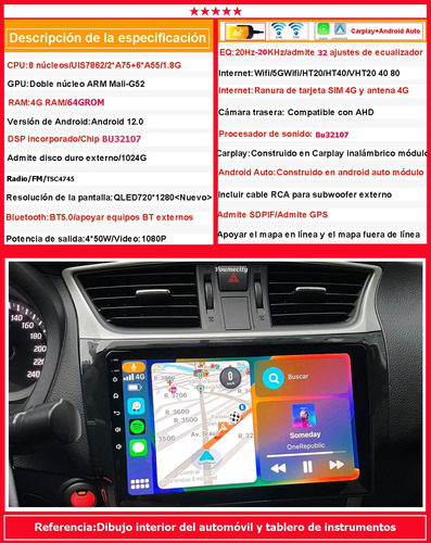 Auto Radio Estreo Android Gps Para Nissan Sentra 2013-2019 Foto 6