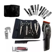 Kit Barbero 3 Tijeras Profesionales + 2 Máquina Corte Peines