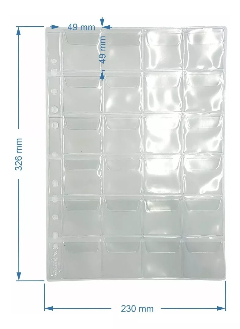 10 Plásticos Para Moedas 24 Espaços Com Abas - Folha Moedas