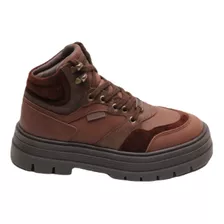 Borcego Botas Mujer Arya Urban Cow Cuero Plataforma Choco