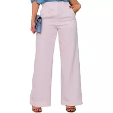 Calça Pantalona Alfaiataria Wide Leg Social Cintura Alta