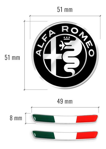 Kit Adhesivo Alfa Romeo Logo 2.008pulgada Bandera Italia Par Foto 3