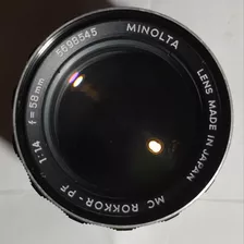 Lente Minolta 58mm 1:1.4 /16