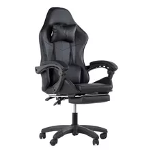 Silla Gamer Ergonomica Respaldo Reclinable Color Negro Altura Ajustable Base Con Ruedas Giratorias A 360 Grados Reposabrazos Acolchados Reposapies Cojin Lumbar Y Cervical Escritorio Hogar Oficina