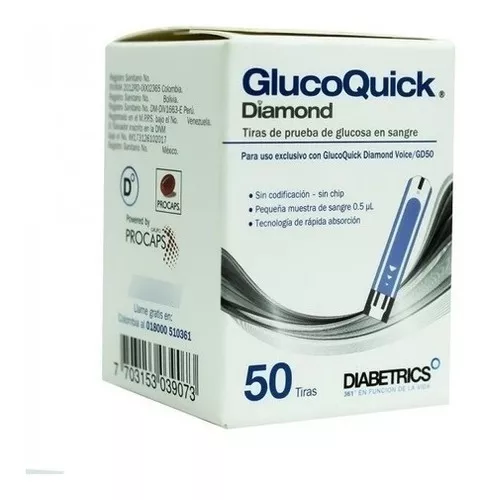 50 Tirillas Glucoquick Gd50 Diamond Prueba De Glucosa Sangre
