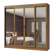 Guarda-roupa Casal Madesa Austin 4 Portas Espelho 3 Gavetas Cor Rustic