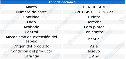 Espejo Derecho Man C/control Duster De 2013 A 2015 Genrica Foto 2