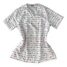 Blusa Pijama Hospitalar Estampado Eletrocardiograma
