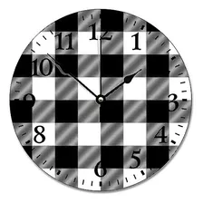 Aroggeld Reloj De Pared A Cuadros De Búfalo Blanco Y Negro,