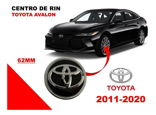 Centro De Rin Toyota Avalon 2011-2020 Negro/cromo 62 Mm Foto 2