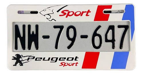 Par De Portaplacas Peugeot Sport Blanco Tipo Europeo Ancho Foto 3