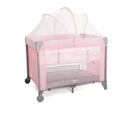 Berço Cercado Portátil Para Bebê Sleep Até 18kgs Rosa Voyage