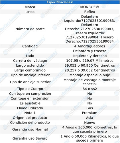 Jgo 4 Amortiguadores Gas Reflex Hummer H3 06-10 Monroe Foto 3