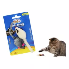 Brinquedo Para Gato Kit 2 Ratinhos Pelúcia Rato Pequeno 