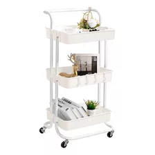 Carrito Auxiliar Organizador Multi-usos 3 Niveles Ruedas 360