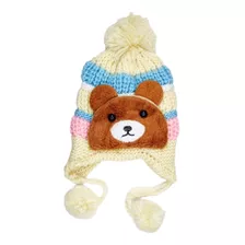 Gorro Lana Niños Diseño De Oso Forrado Chiporro